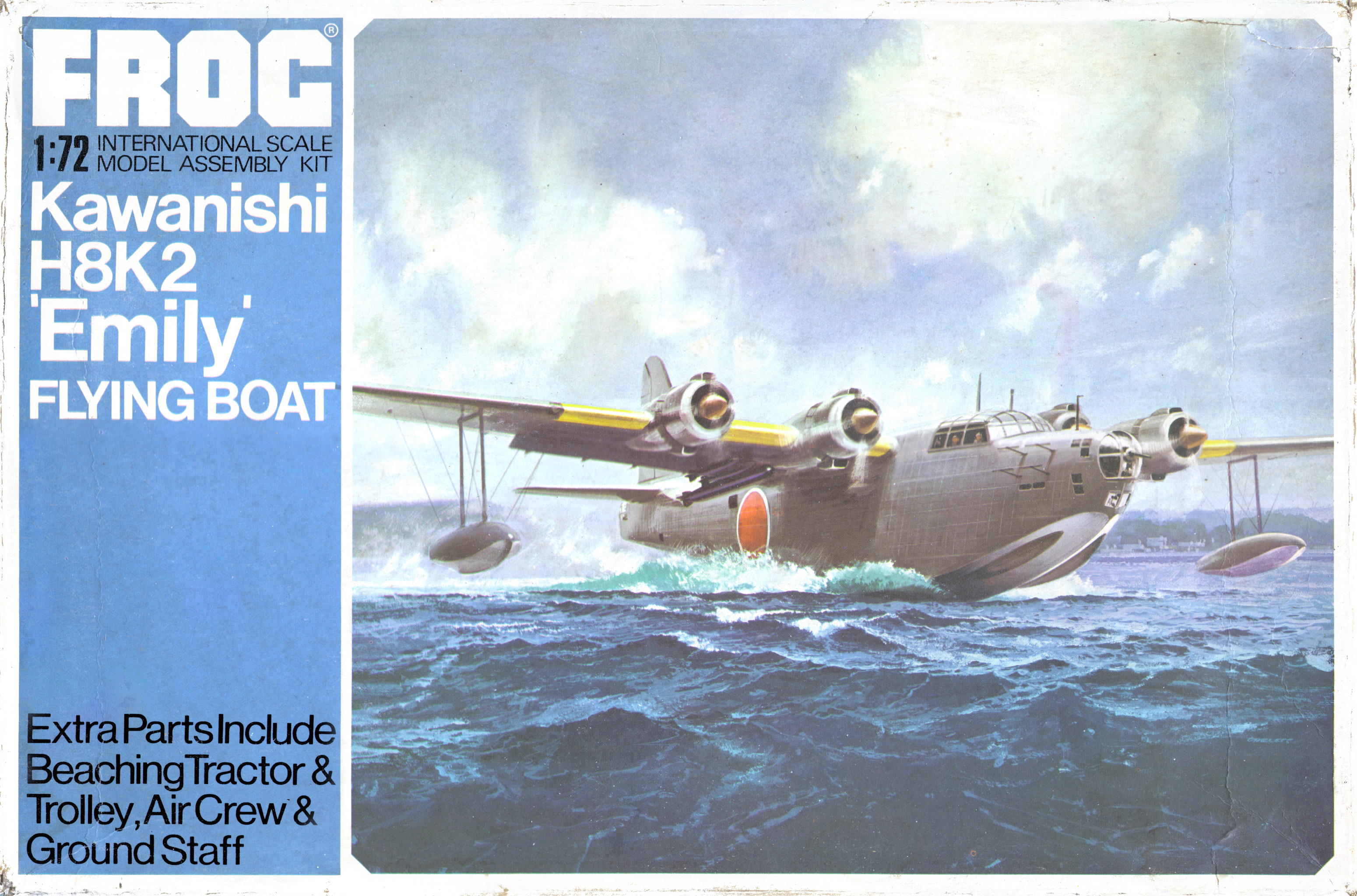 Верх коробки FROG F276, Rovex industries ltd, Kawanishi H8K2 'Emily' flying boat, 1969, иллюстратор Careless